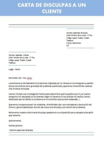 carta de disculpas a un cliente