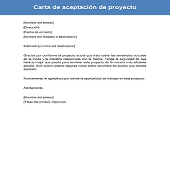 Carta de aceptación de proyecto