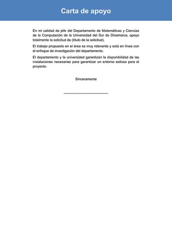 Carta de apoyo