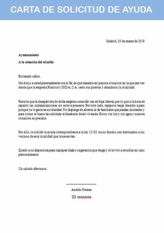 Carta Solicitud De Drenaje Modelo Carta Solicitud De Ayuda Econmica